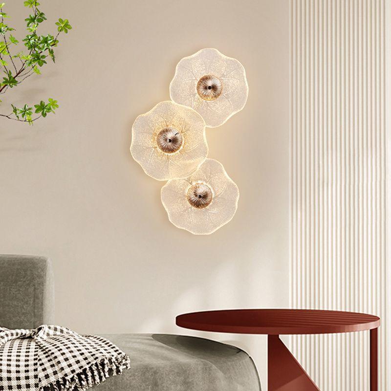 French Style Light Luxury Wall Lamp, Modern and Simple Living Room Atmosphere, Glass Flower Bedroom, Bedside Wall Hanging Lamp
