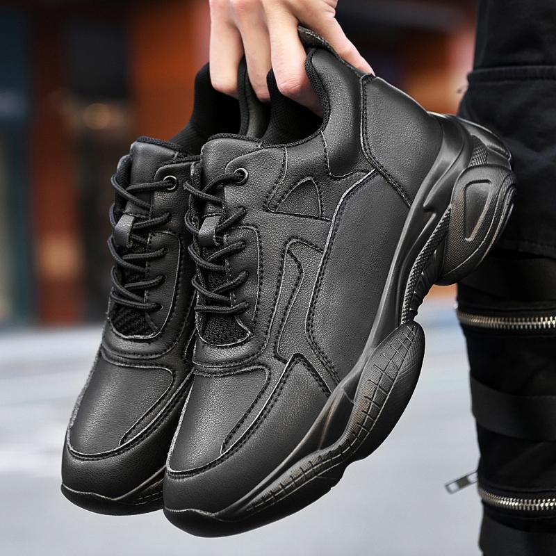 Herren Unsichtbare Höhenerhöhende Sneaker Rindsleder Dicke Sohle Bequem 8CM Absatzschuhe Lift Sport Mann Papa Schuhe