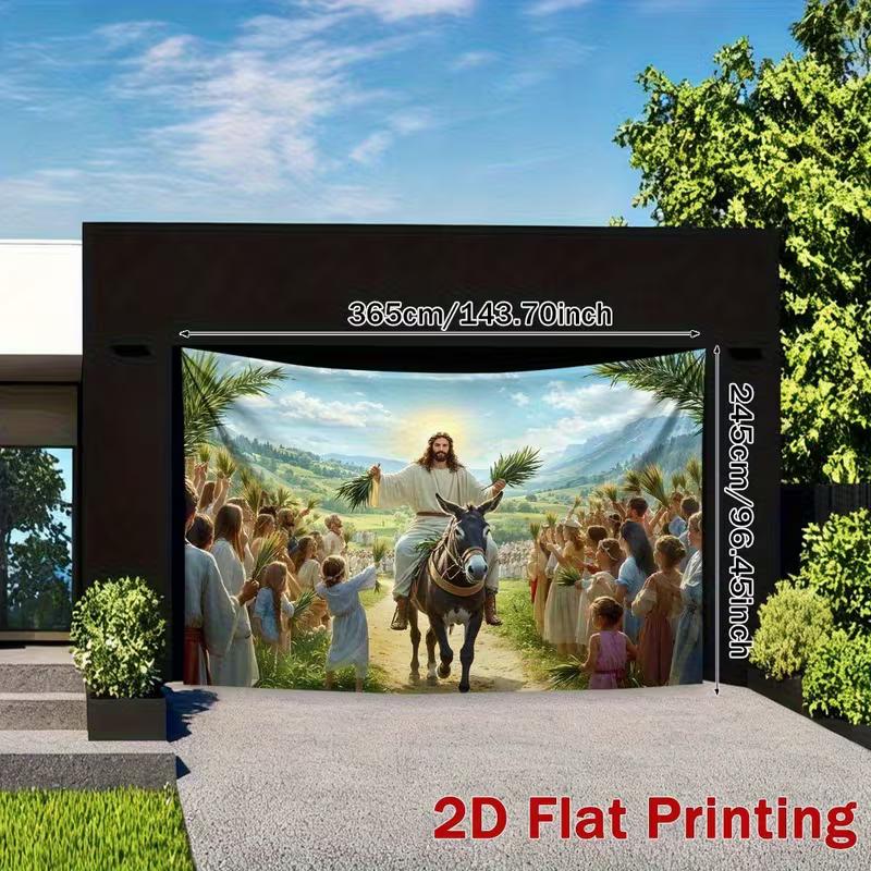 2D Jesus Entering Jerusalem Background Banner for Religious Events