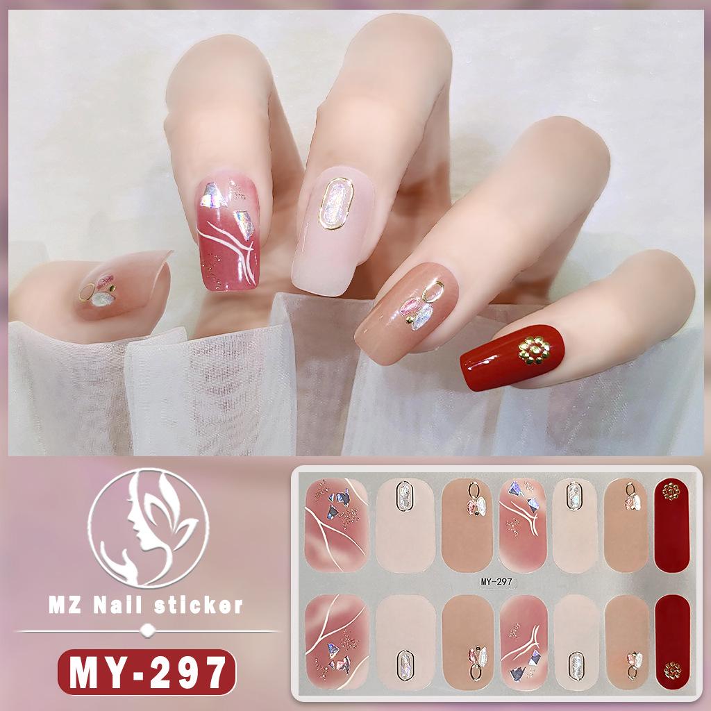 Panda Butterfly 5D No-Bake Nail Stickers - Full Cover, Waterproof, Faux Diamond Design