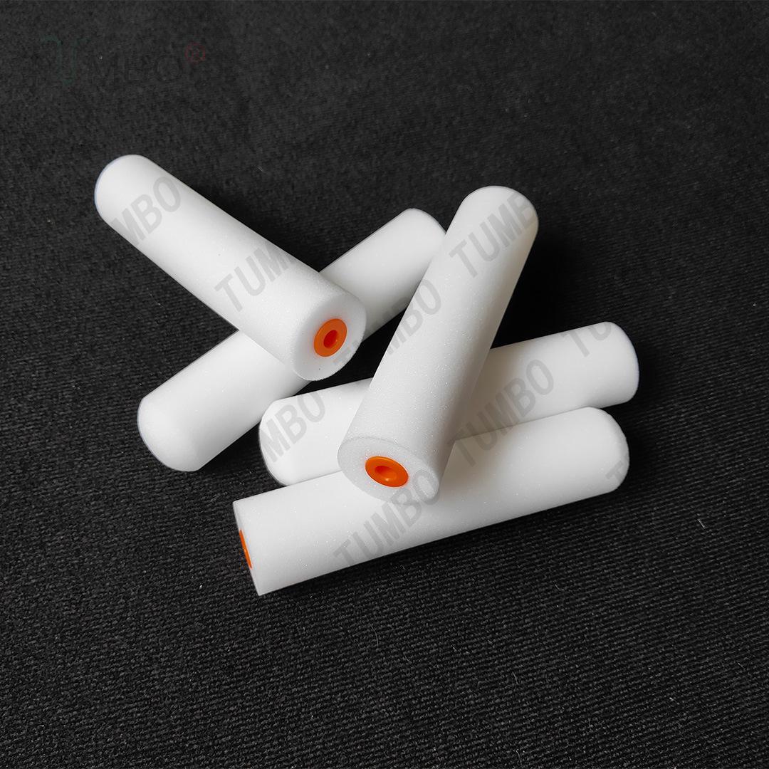 6-inch High-Density Oil-Resistant Polyester Sponge Paint Roller Brush White; 5 pieces + 1 reinforced handle