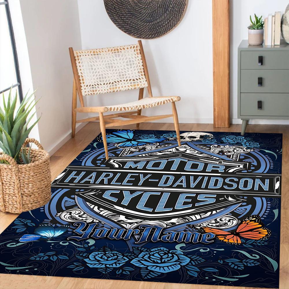 Harley-davidson Motorcycles Customize Text Carpet Design for Bedrooms Dormitory Game Room Decorate Room Antislip Carpet Office Home Decor