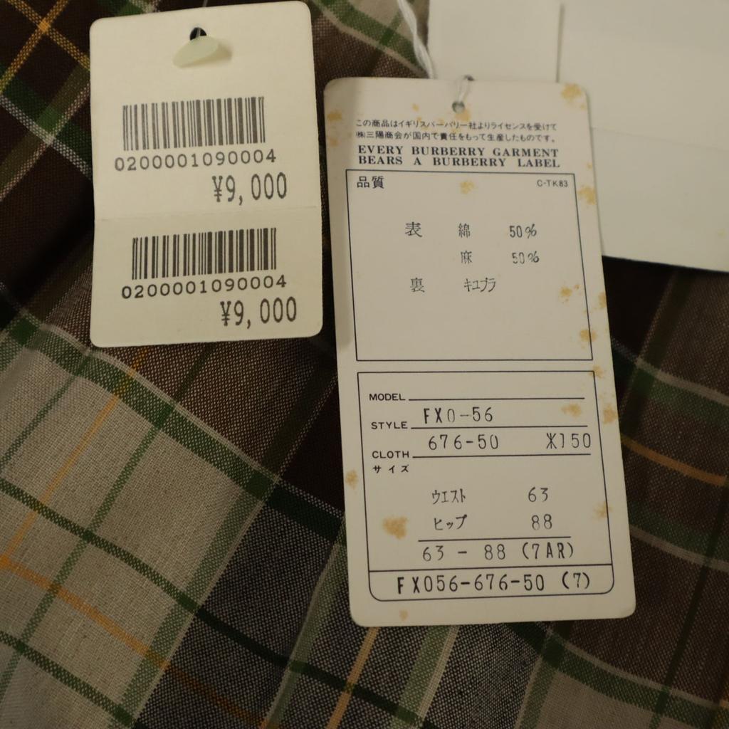 unused Burberrys 90s Linen Blend Old Check Pattern Mimole length Tight Skirt Women Used