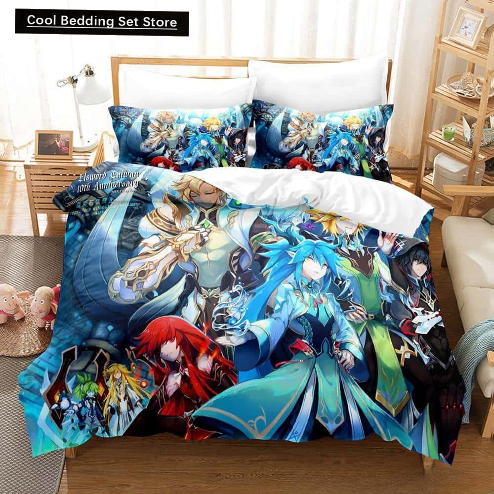 3D Print Anime Elsword Bedding Set Single Twin Full Queen King Size Bed Set Adult Kid Bedroom Duvet Cover Sets For Home Textiles
