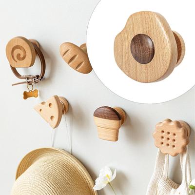 Clothes Hook Wall Hanger Wooden Mounted Hat Decorative