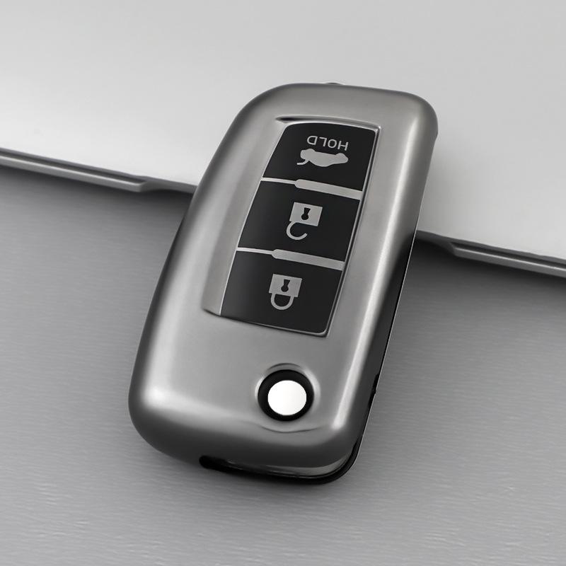 Premium 3/4-Tasten Schlüsselhülle für Nissan Sylphy, Tiida, Qashqai, X-Trail, Kicks - Titangrau