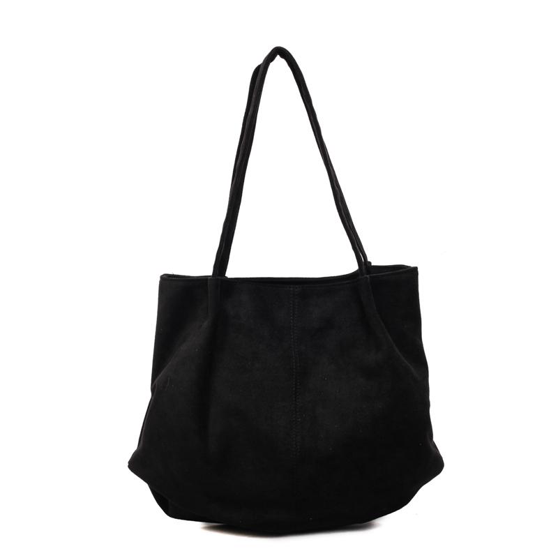 

2026 Высококачественные Ретро Сумки Искусственная Замша Однотонные Сумки Через Плечо на Молнии Большой Вместимости Водонепроницаемые Прочные Универсальные Сумки чёрный