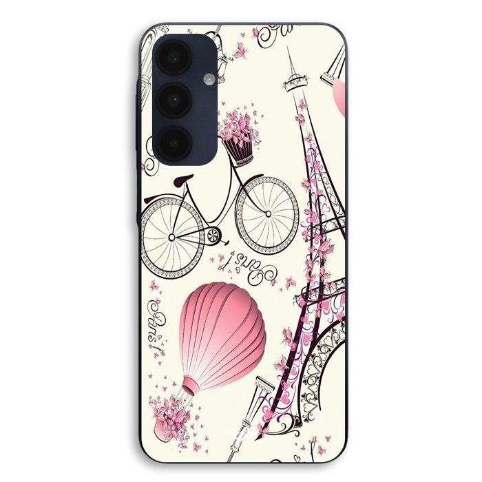 Case For Samsung Galaxy A15 Paris eiffel tower bicycle Maniacase nero