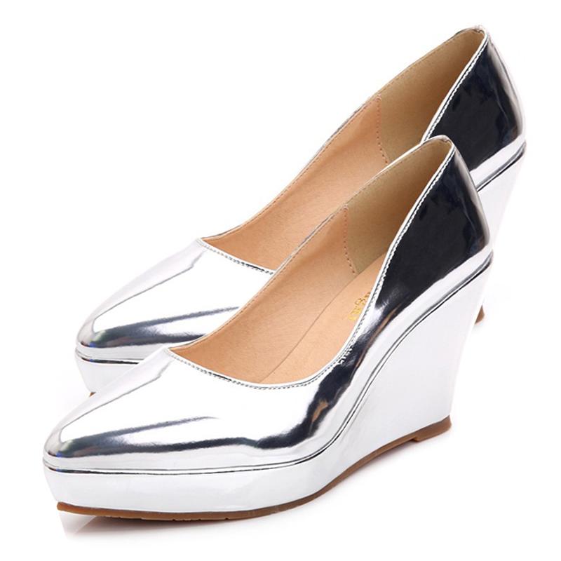 wedges heel shoes for women pointed toe slip on platform ladies high heel dress pumps work party dacning wedding shoes