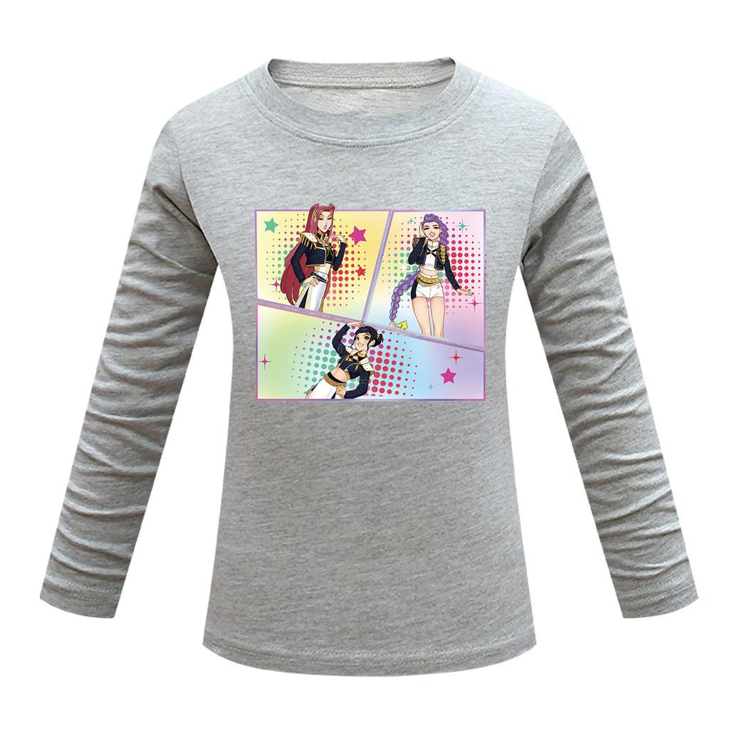 Dětské Dívčí Anime Kreslené K-POP Tištěné Ležérní Tričko s Dlouhým Rukávem Top