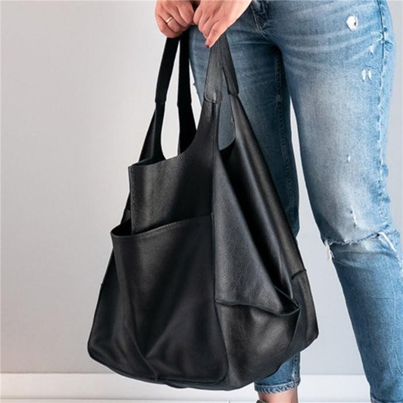 Retro Fashion Casual Soft Large-Capacity Handbag Ladies PU Leather One-Shoulder Crossbody Bag