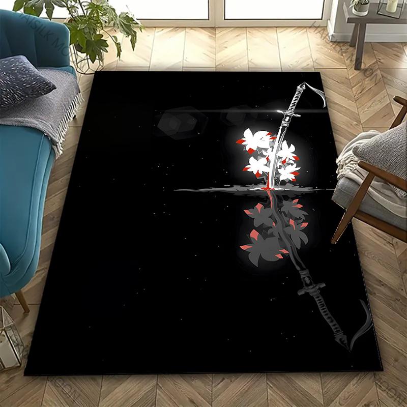 Bushido Spirit Slavnostní Samurajské Vzory Koberec Ložnice Obývací Pokoj Kancelář Velká Protiskluzová Podložka Domácí Dekorace Koberec Pěkný Dárek pro Přátele
