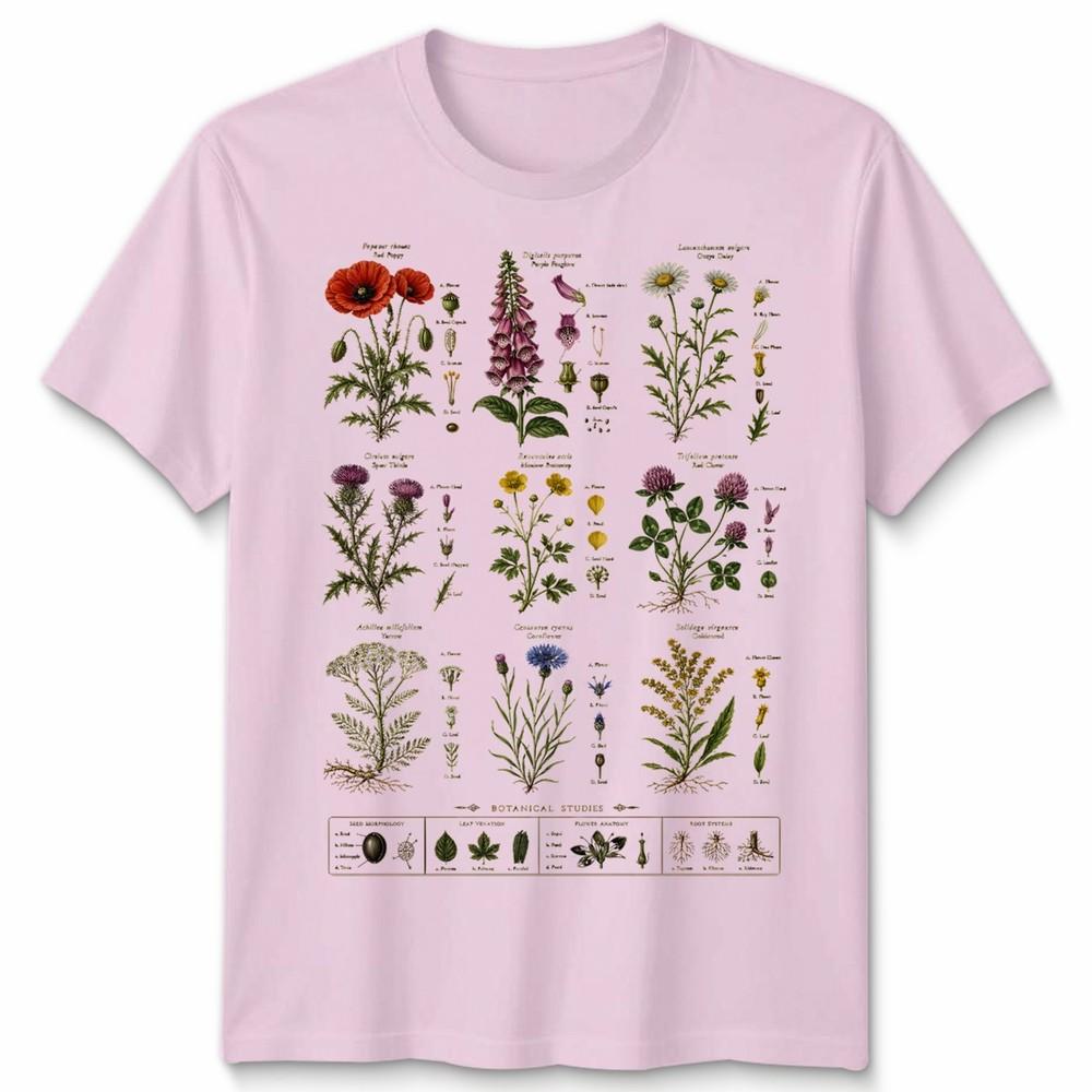T-shirt Unisex Variazioni Floreali Fiori Selvatici Britannici Grafica Retro Cool