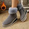 Large Size Snow Boots for Women's Winter New Wedges, Piled and Thickened Warm, Fluffy Cotton Shoes for Women
