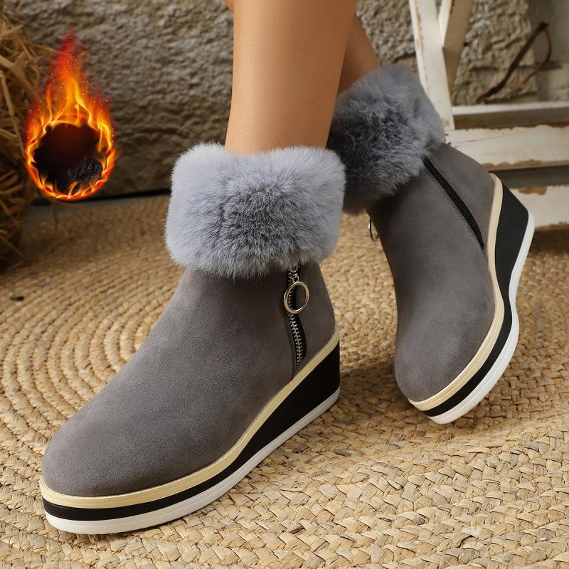

Large size snow boots for women s winter new wedges, piled and thickened warm, fluffy cotton shoes for women 43 сірий колір