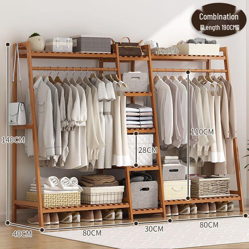 Bamboo Floor-Standing Clothes Rack & Wardrobe Organizer