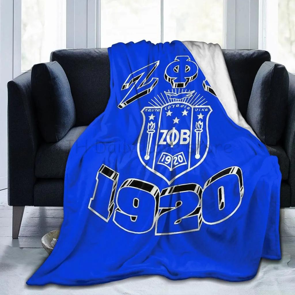 Zeta Phi Beta Print Blanket Sorority Gifts Plush Lightweight Warm Fluffy Throws Soft Flannel Fleece Blankets for Bed Sofa Couch