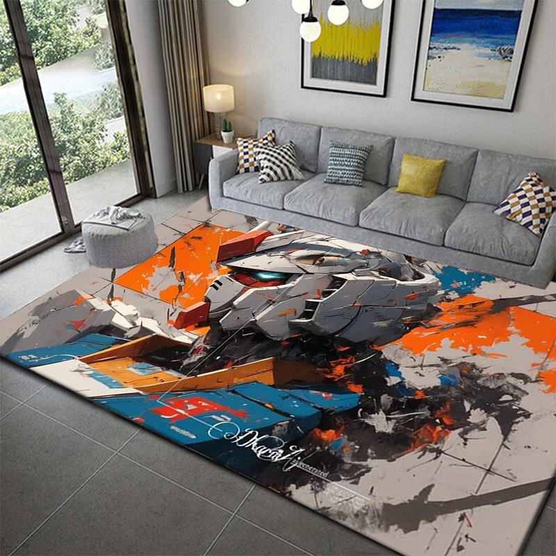 Futuristic Mecha Design Area Rug Durable Non-Slip Carpet for Living Room Bedroom Anime Fans and Otaku Collection