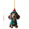 7Pc Set of Dachshund Acrylic 2D Pendants for Christmas, Christmas Tree Decorations, Car Interior Ornaments, Halloween and Christmas Gifts