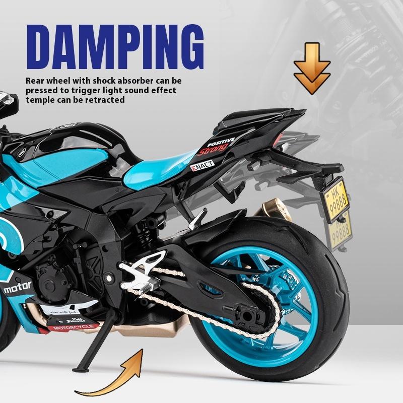 1/12 Scale Yamaha R1M Toy Motorcycle Model Alloy Diecast with Shock Absorption Simulation Scale Motorcycle Model Toys for Kids Gifts