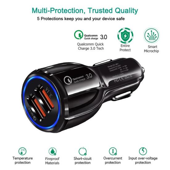 Dual USB 3.1A Fast Quick Charge QC 3 Car Charger Cigarette Lighter Adapter