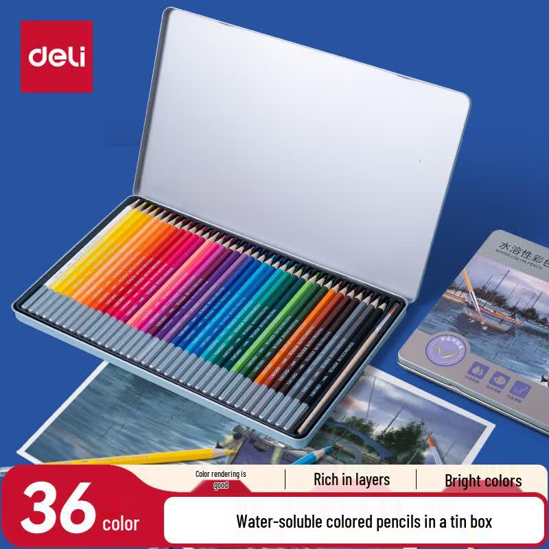 Deli Water-soluble Colored Pencils Set