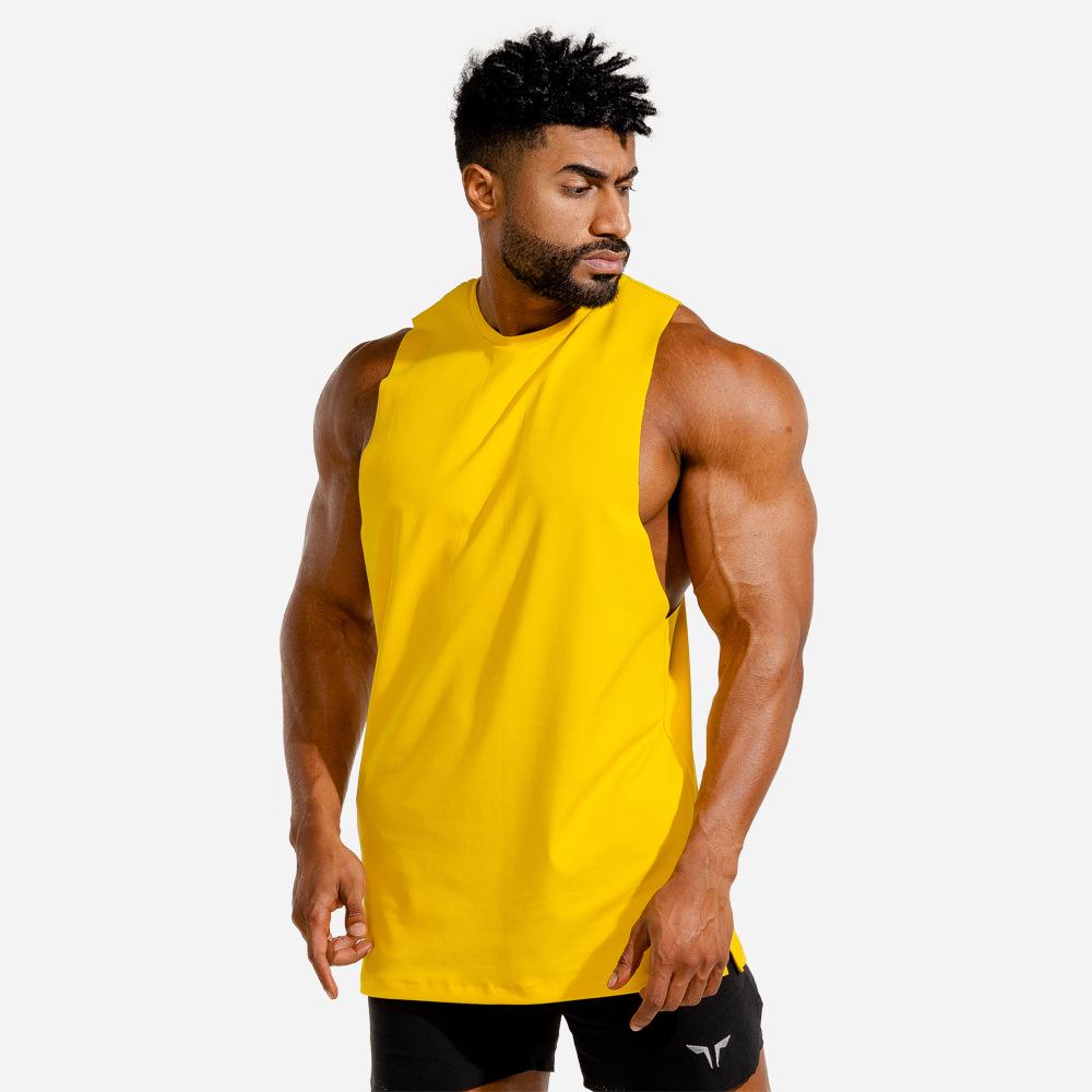 2021 Men s Quick-Drying Loose Fit Fitness Sleeveless T-shirt XXL светло-желтого