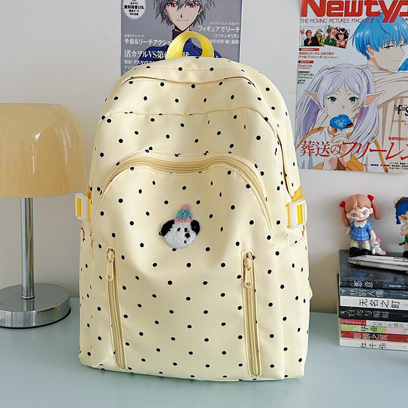 Dot Print Girls Backpack Junior High School Student Lightweight Schoolbag