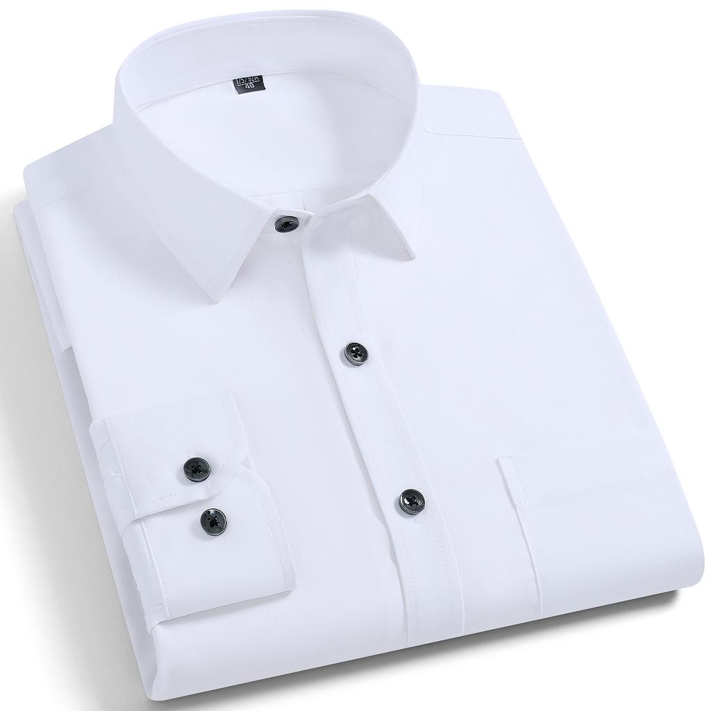 Quality Stretch Men Shirt Viscose Fiber Long Sleeve Anti-wrinkle Non-ironing Regular Fit Casual Business Office Stretch Shirt