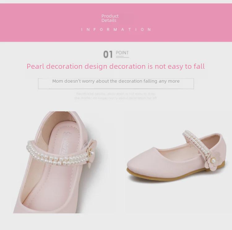 Girls' 2024 Spring/Autumn Leather Princess Shoes - Elegant Flat Dance Shoes for Kids