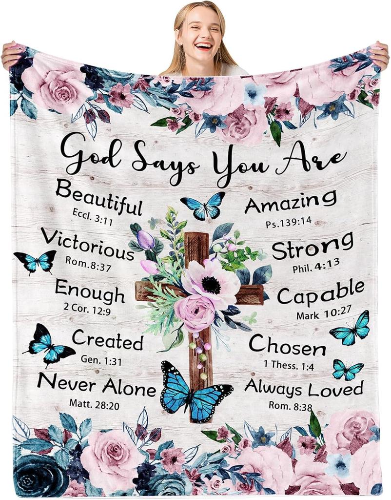 Christian Inspirational Throw Blanket Perfect Birthday or Holiday Gift for Her Spiritual Religious Blanket Couch  Sofa Throw X I