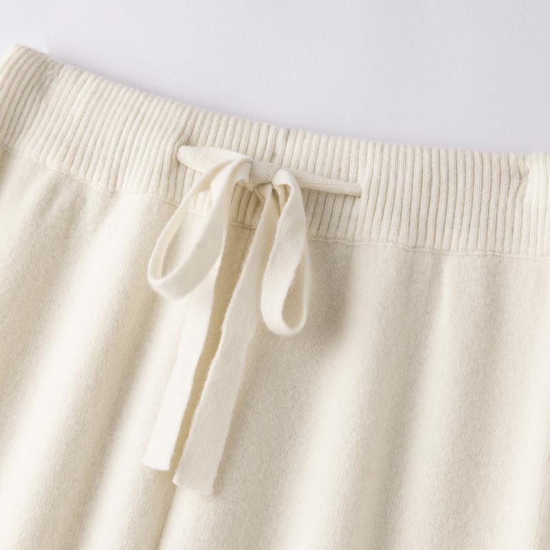 Australian Wool Wide Leg Pants - Women's Autumn/Winter Straight Leg Cashmere Knit Floor-Length Trousers