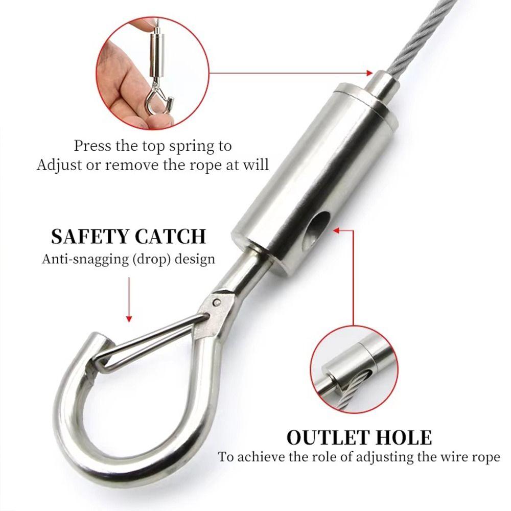 1Pcs Adjustable Spring Hook Wire Rope Suspension Kit for Ceiling Acrylic Board Hanging