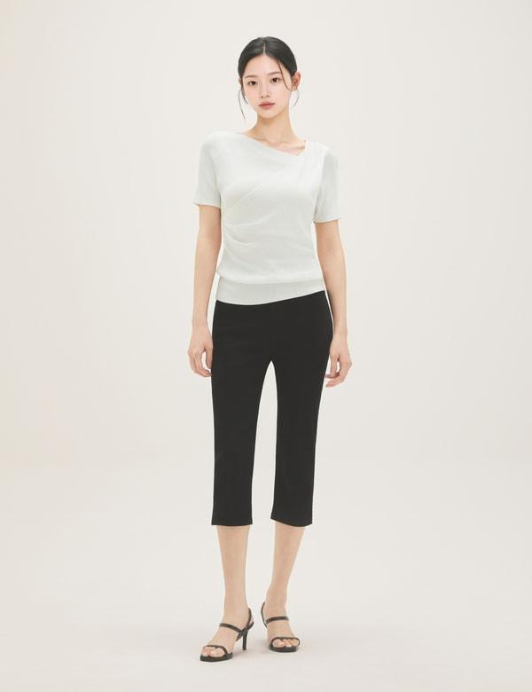 ROEM Wrap Shirred Short Sleeve Pullover Rmkag26Rt1