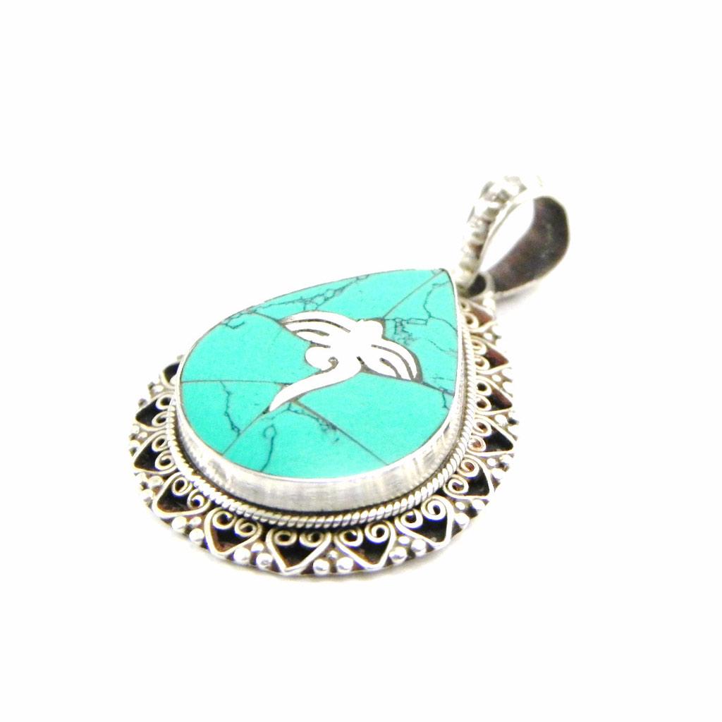 Les Trésors De Lily [I2801] - Turquoise 'Hatari' Silver Pendant