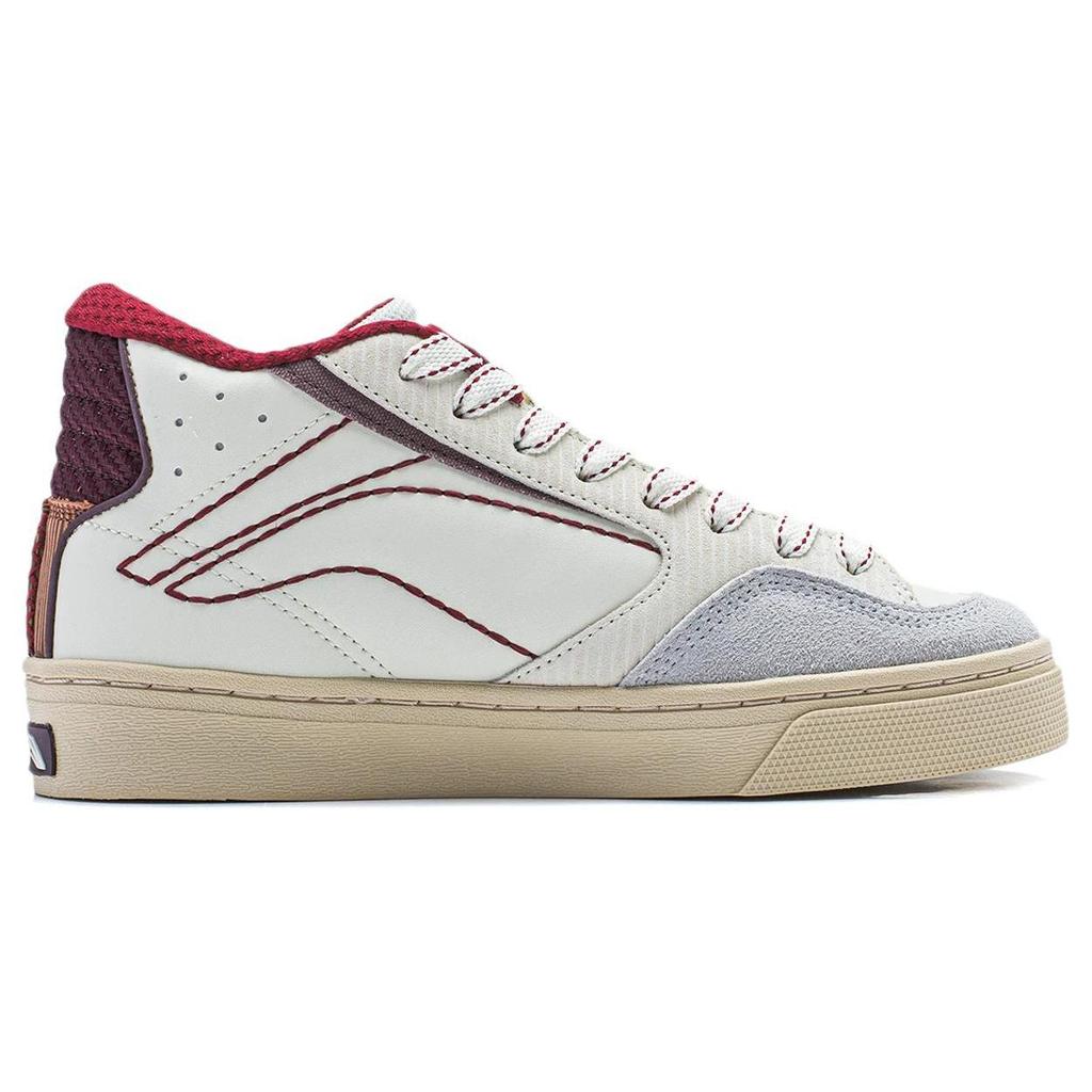 Li Ning 180 Slip Resistant Cushioning Abrasion Resistant Support Low Top Skateboard Shoes Men's White Red AECU007-3
