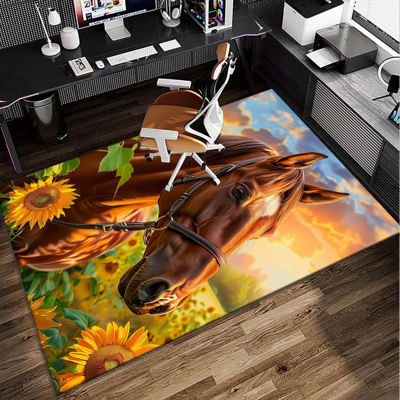 Blue Horse Dreams Office Rug Chair Mat, Entryway Carpet, Suitable for Front Door, Bedroom, Living Room, Desk, Holiday Gift