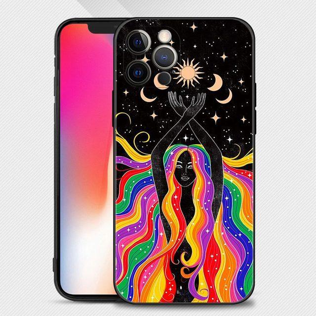 

Забавный чехол для телефона с изображением солнца и луны для Iphone 14 13 12 11 Pro Max Xs Max Xr X 7 8 Plus 12 Mini 6s, силиконовый чехол черного цвета For iPhone 11Pro Max