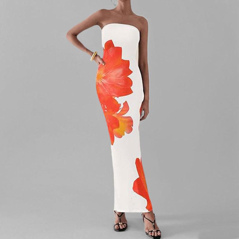 

Новая весенняя женская одежда Элегантное платье с принтом на бедрах и плечах для женщин S