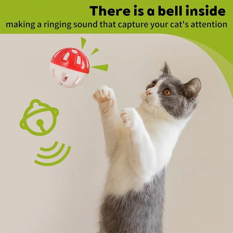 10 PCS Cat Balls with Bell Cat Jingle Balls for Cats Kitten Plastic Bell Ball Pounce Chase Rattle Toys Assorted Color Pet Ball