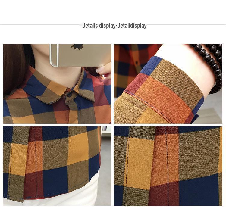 Korean Style Plaid Loose Long Sleeve Shirt for Women (Plus Size, Casual, Thin Jacket) - 2026 Spring/Autumn Collection