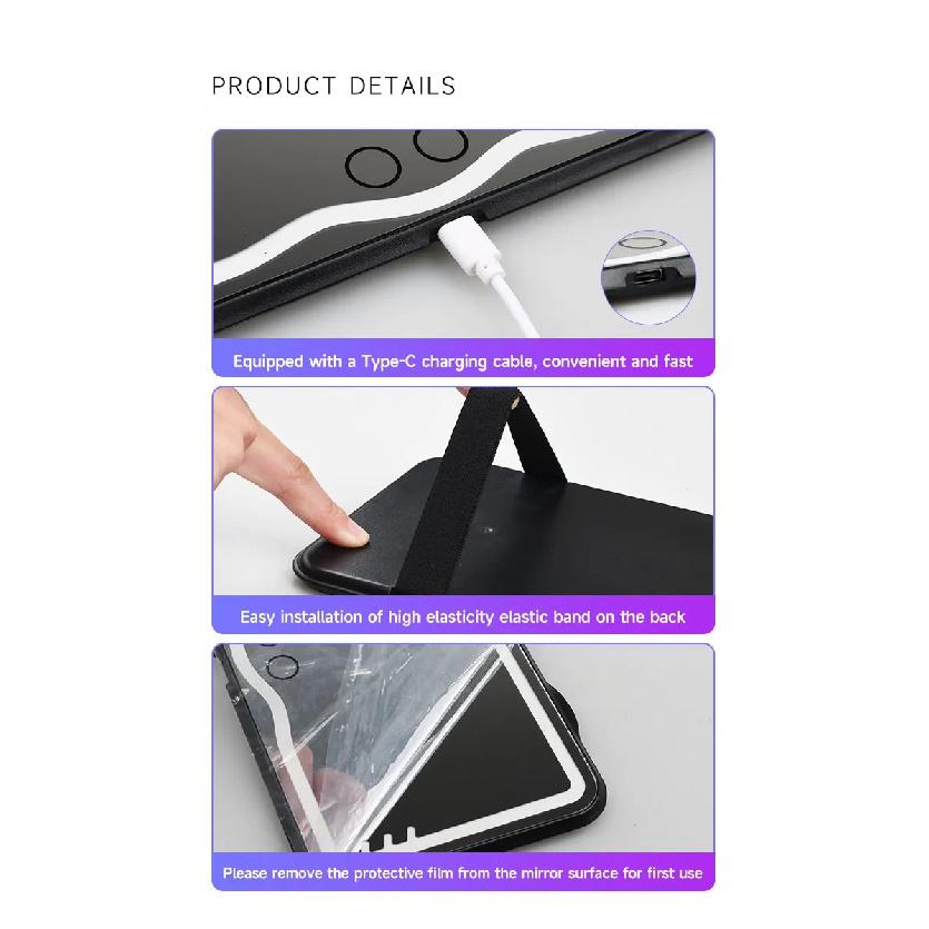 HD Mirror Car LED Makeup Mirror Sun Visor Plate Interior Rear Mirror USB Charing Dimmable Touchscreen Auto Vanity Mirror