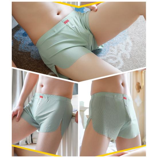 Letní boxerky se středně vysokým pasem, s elastickým pasem, z ledového hedvábí, šortky, slipy, volný střih, jednobarevné