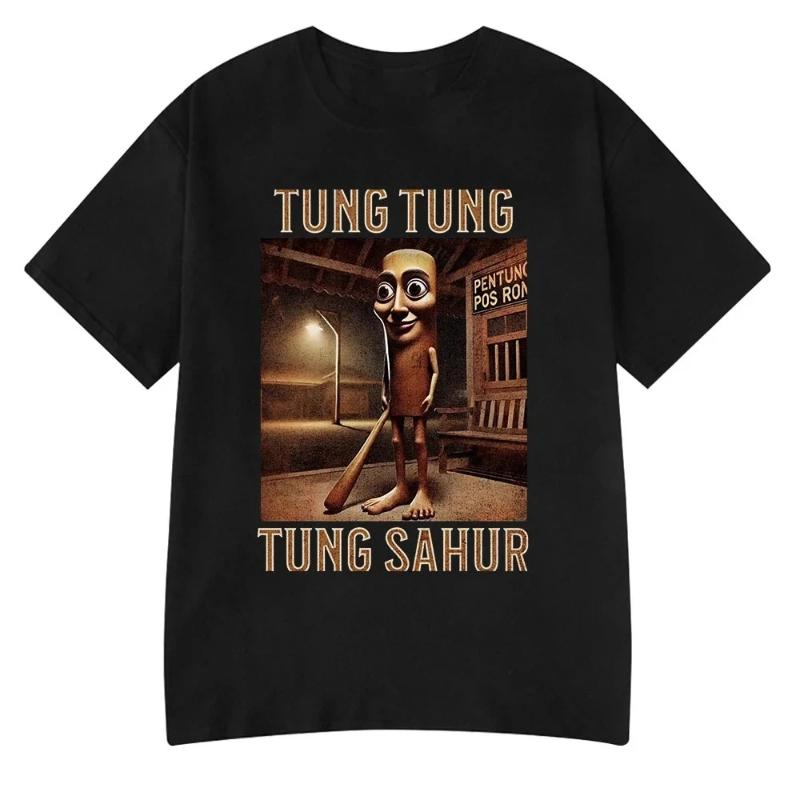 Italiano Brainrot Tralalero Tralala Tung Tung Tung Sahur Bombardiro Coccodrillo Maglietta Meme Divertente Uomo Donna Magliette di Cotone Y2k Top