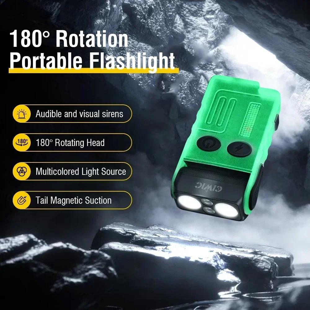 BALDR V20 LED EDC Flashlight Portable Mini Keychain Torch USB Rechargeable Work Light with Magnet Clip Camping Pocket Lantern