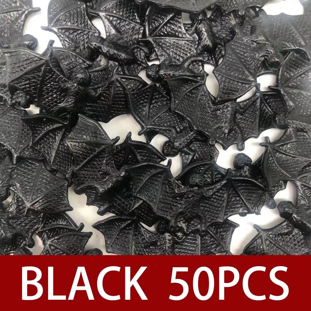 50pcs Plastic Luminous Black Fake Bat Halloween Decor Haunted House Horror Props Accessories DIY Party Dressing Party Favors