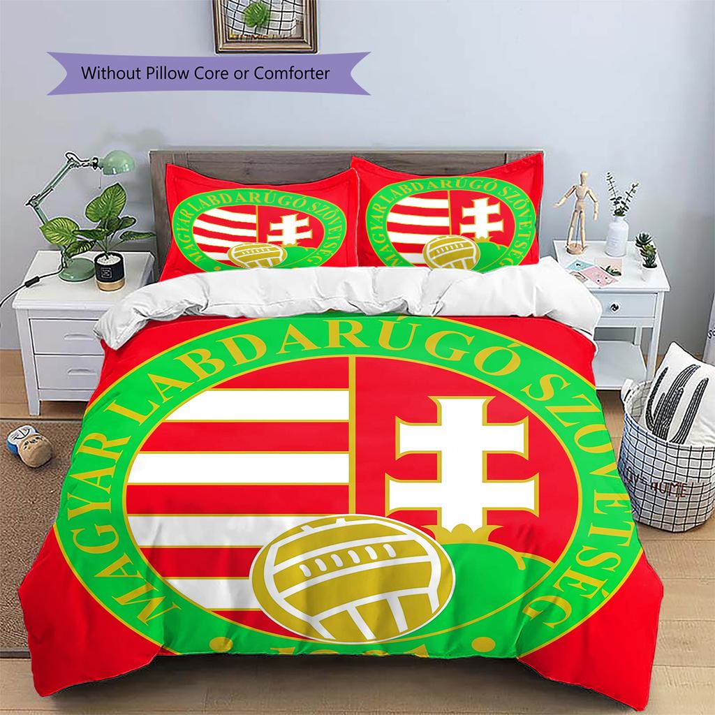Hungary National Football Team  Pattern Bedding Quilt Set  Home Decoration  Gift (1 * duvet cover + 2 * pillowcase  without core)