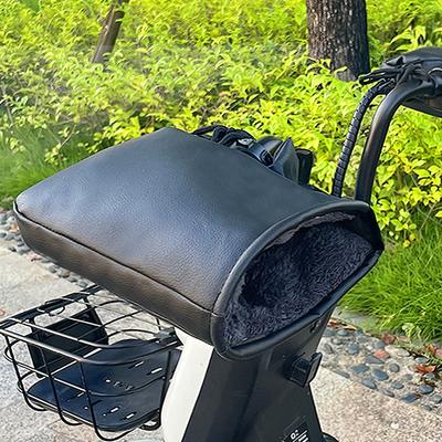 Winter Electric Bike Gloves, Warm and Thick Handle Cover, Rain and Wind Resistant Motorcycle PU Leather Hand Cover, Cotton Handle Cover
