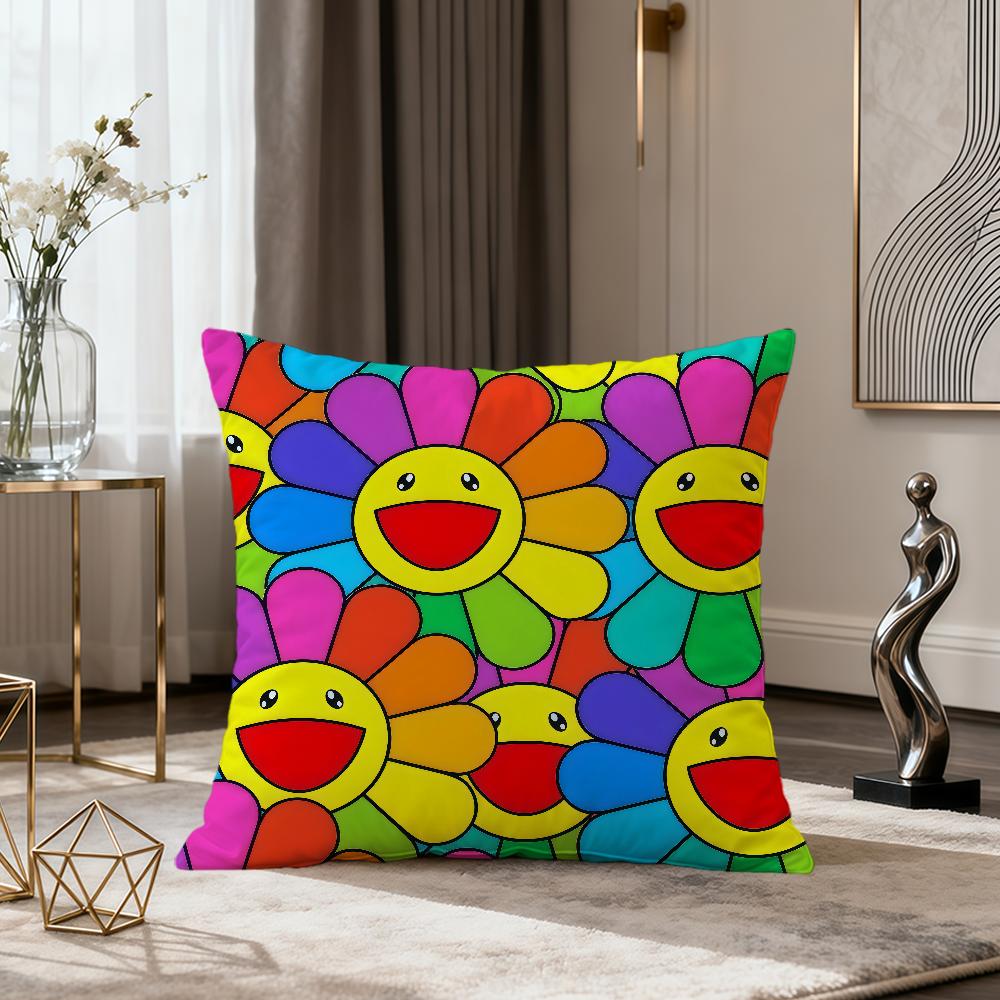 Fashion Flower Soft Comfort Pillowcase for Sofa Nap Living Room TTakashi Party Home Pet Decor Pillowcover MMurakami
