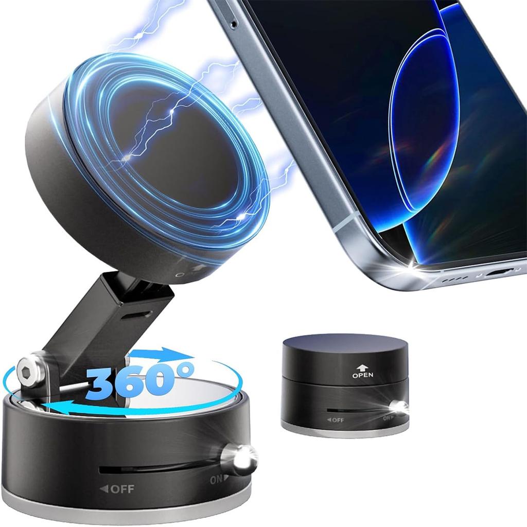 Verbesserte 360° Vakuum-Magnet-Handyhalterung Magnetische Auto-Handyhalterung, Freisprech-Saugnapf-Handyhalter für Auto/Fitnessstudio/Spiegel